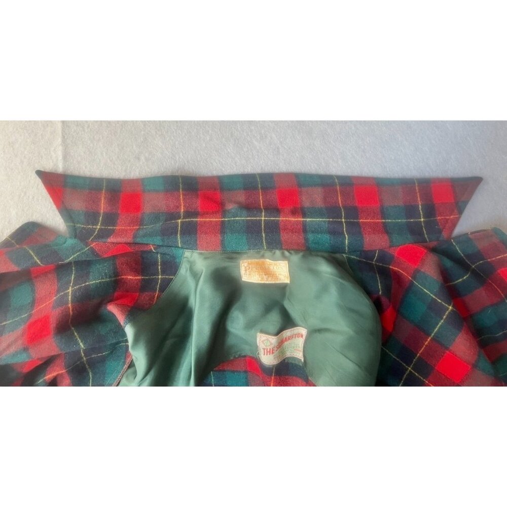 Pendleton Jacket Men’s Medium Wool Red Green Plaid Vintage Custom Tailored Tag - Picture 4 of 12